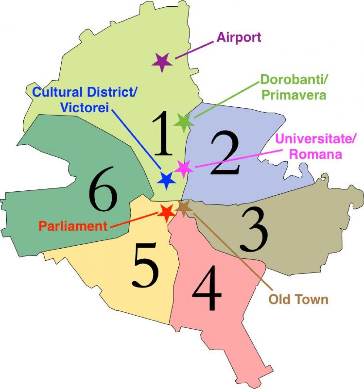 نقشہ بخارسٹ کے شعبوں 