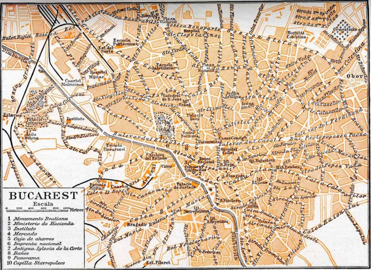 پرانے شہر بخارسٹ نقشہ