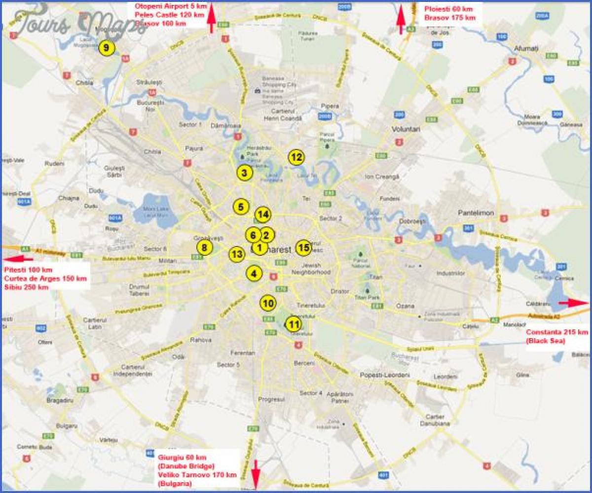 نقشہ بخارسٹ کے پرکشش مقامات 