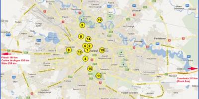 نقشہ بخارسٹ کے پرکشش مقامات 